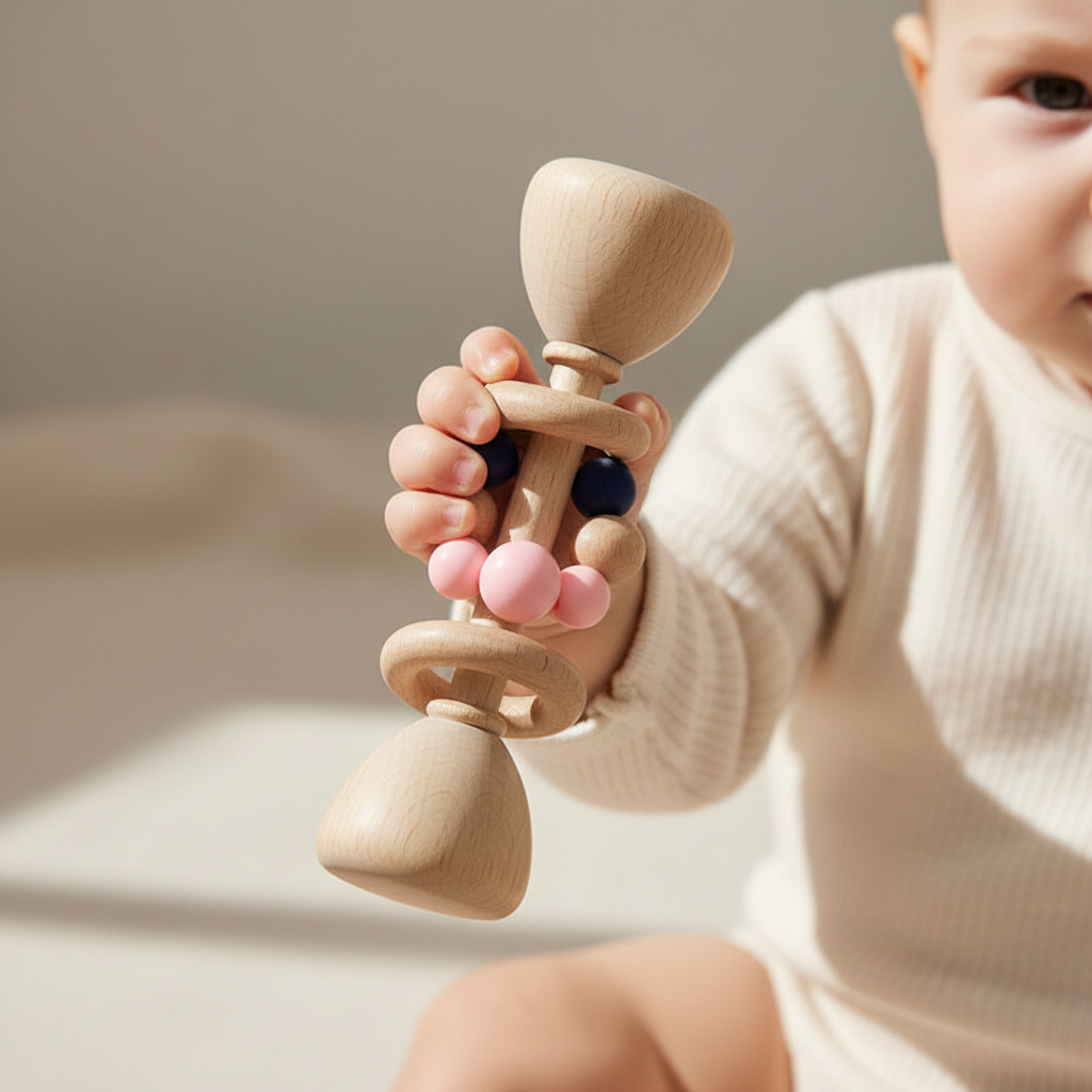Sonaglio in Legno Primi Passi™ con Palline Silicone