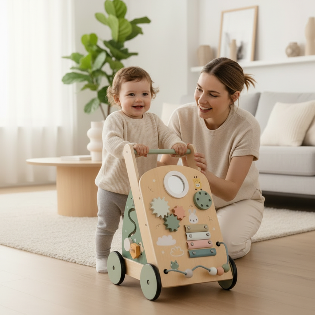 Trolley Route Primi Passi™ Montessori - Giocattolo sensoriale in Legno