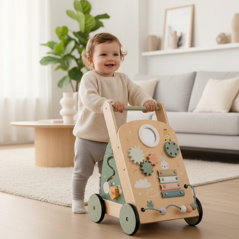 Trolley Route Primi Passi™ Montessori - Giocattolo sensoriale in Legno