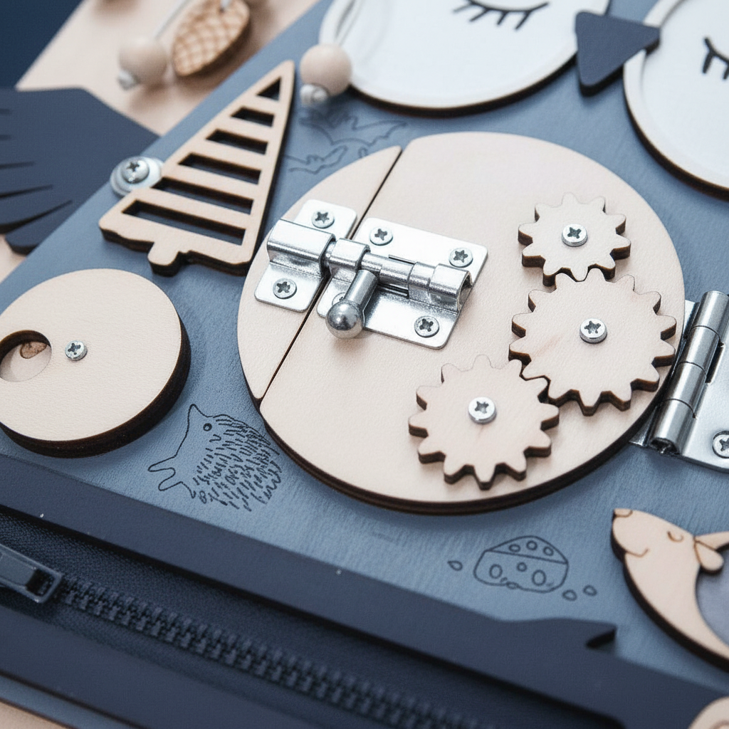 Busy Board Primi Passi™ Montessori in Legno – Pannello Sensoriale Educativo