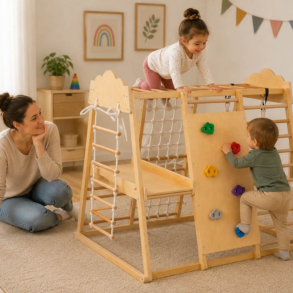 Jungle Gym Primi Passi™ Montessori in Legno - Palestra indoor per Bambini