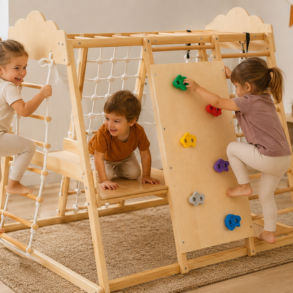 Jungle Gym Primi Passi™ Montessori in Legno - Palestra indoor per Bambini