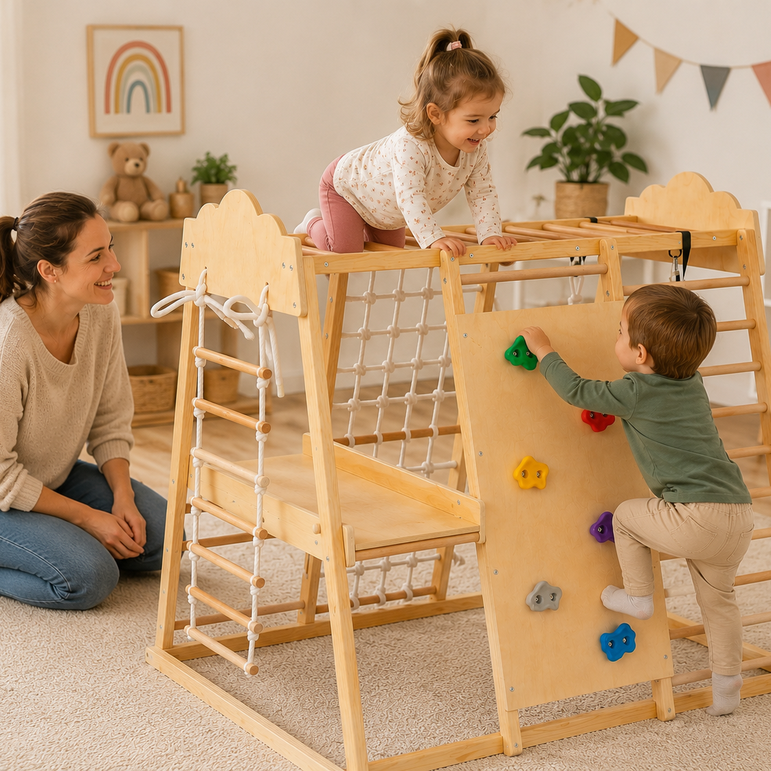 Jungle Gym Primi Passi™ Montessori in Legno - Palestra indoor per Bambini