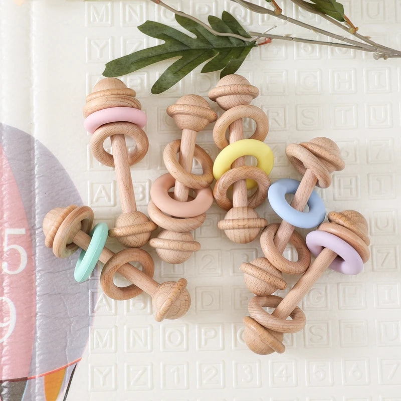 Sonaglio in Legno Primi Passi con Anello Silicone