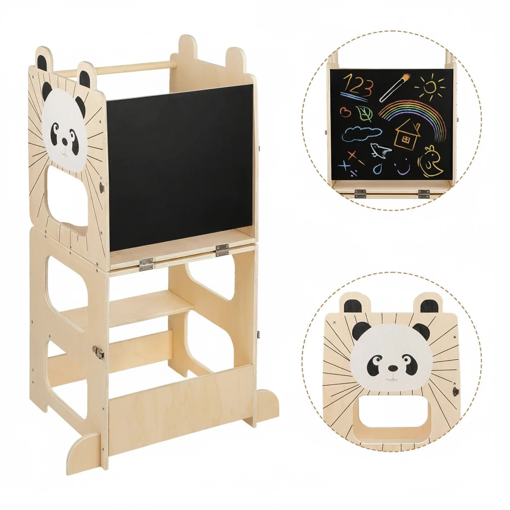 Torre Primi Passi™ Montessori - 3 in 1 Torre, Lavagna, Tavolino con Sedia