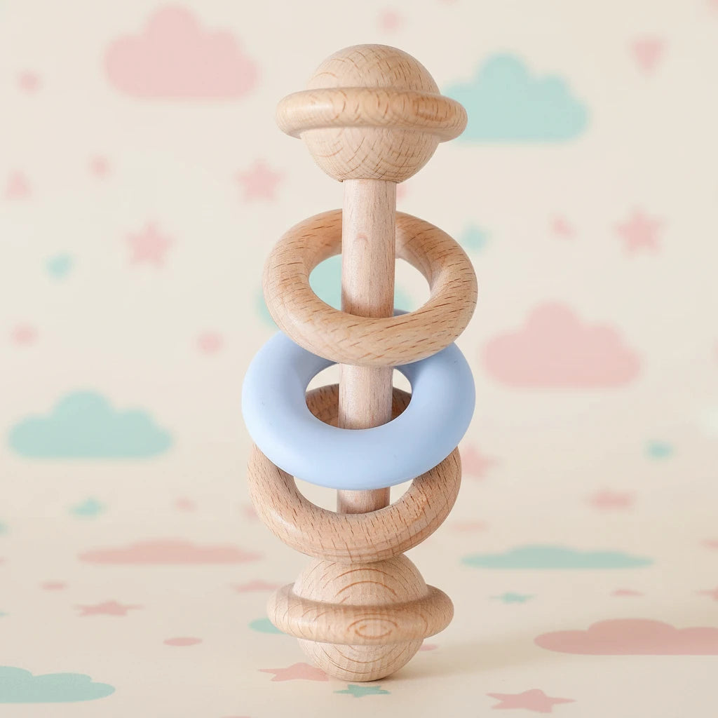 Sonaglio in Legno Primi Passi con Anello Silicone