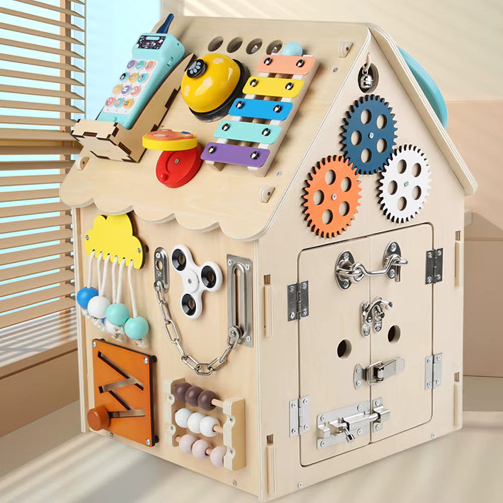 Maxi Casetta Primi Passi™ Montessori in Legno- Gioco Sensoriale Busy Board