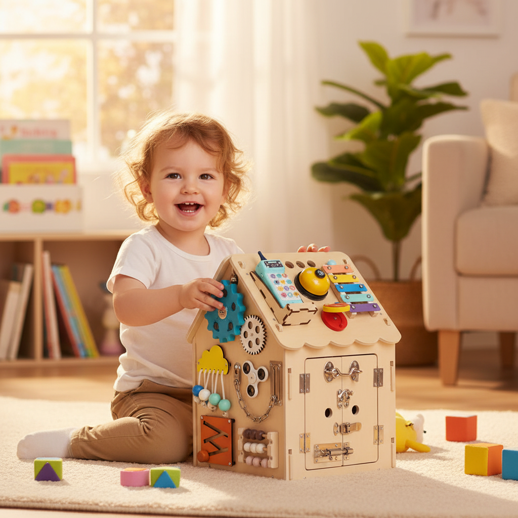 Maxi Casetta Primi Passi™ Montessori in Legno- Gioco Sensoriale Busy Board
