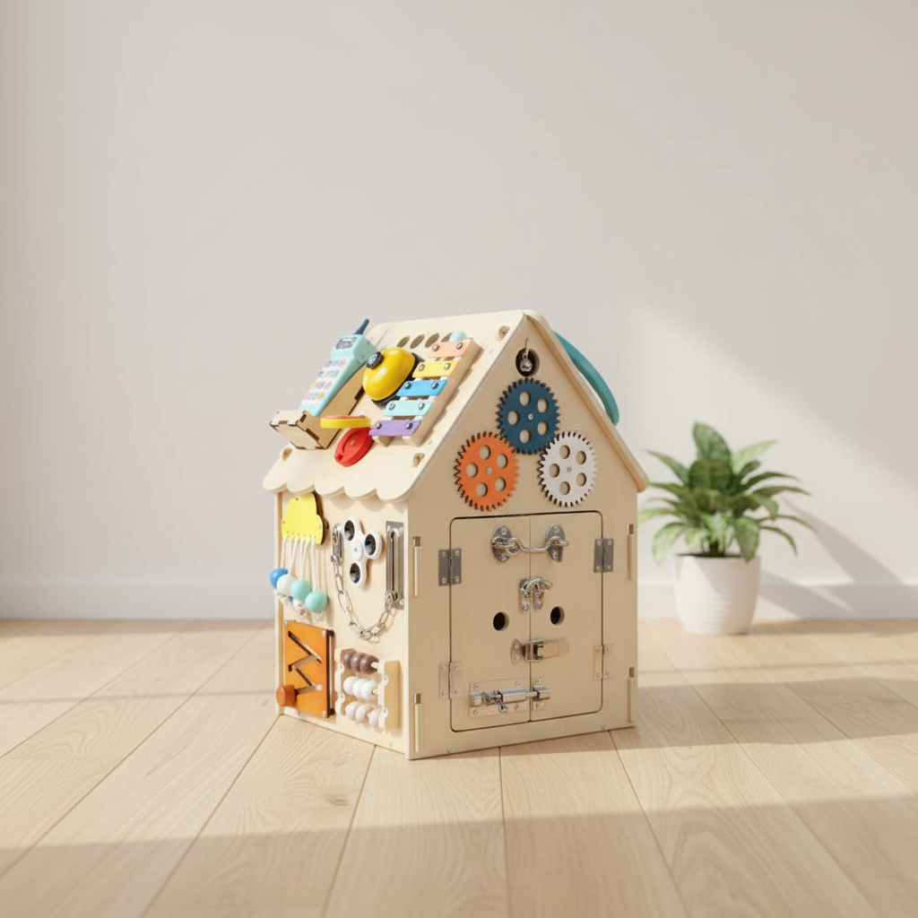 Maxi Casetta Primi Passi™ Montessori in Legno- Gioco Sensoriale Busy Board