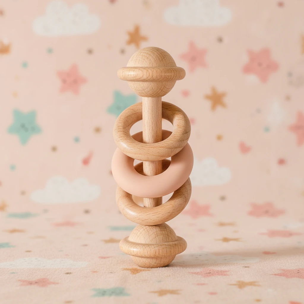 Sonaglio in Legno Primi Passi™ con Anello Silicone