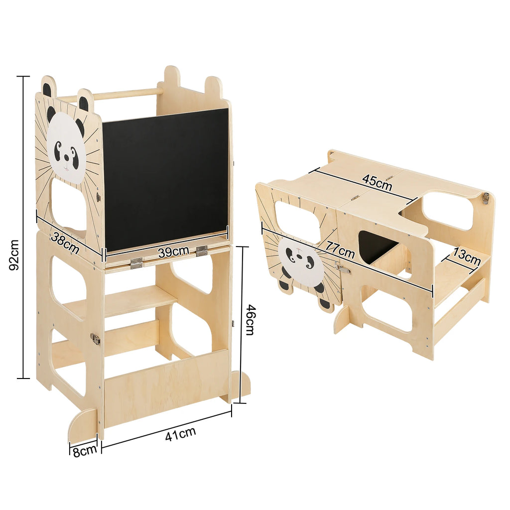 Torre Primi Passi™ Montessori - 3 in 1 Torre, Lavagna, Tavolino con Sedia