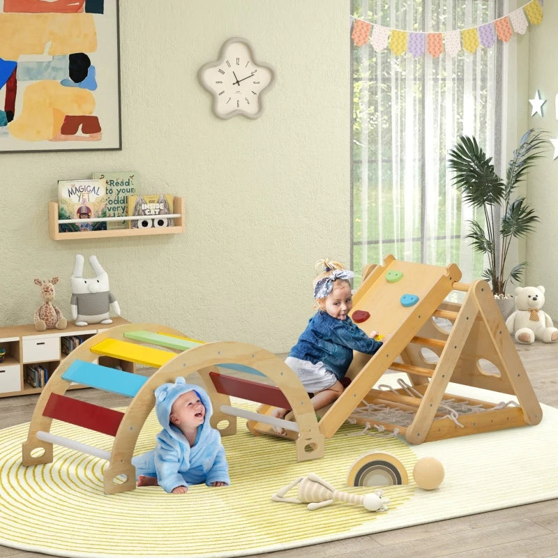 Set Pikler Montessoriano Primi Passi™ in Legno - Arco, Rampa e Triangolo