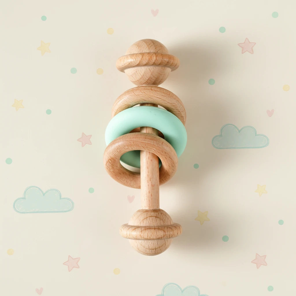 Sonaglio in Legno Primi Passi con Anello Silicone