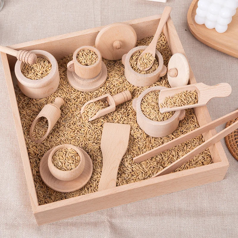 Set da Tè e Cucina simulata in Legno Primi Passi™ - Giochi Sensoriali Montessoriani