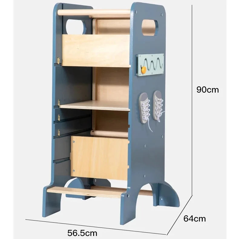 Torre Sgabello Primi Passi™ Montessori - Sgabello, Lavagna e Busy Board