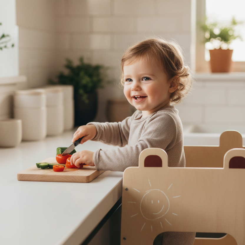 Torre Primi Passi™ Montessori - 3 in 1 Torre, Lavagna, Tavolino con Sedia