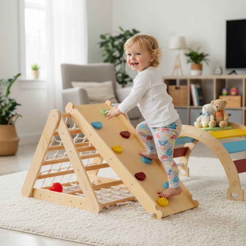 Set Pikler Primi Passi™ Montessori in Legno - Arco, Rampa e Triangolo