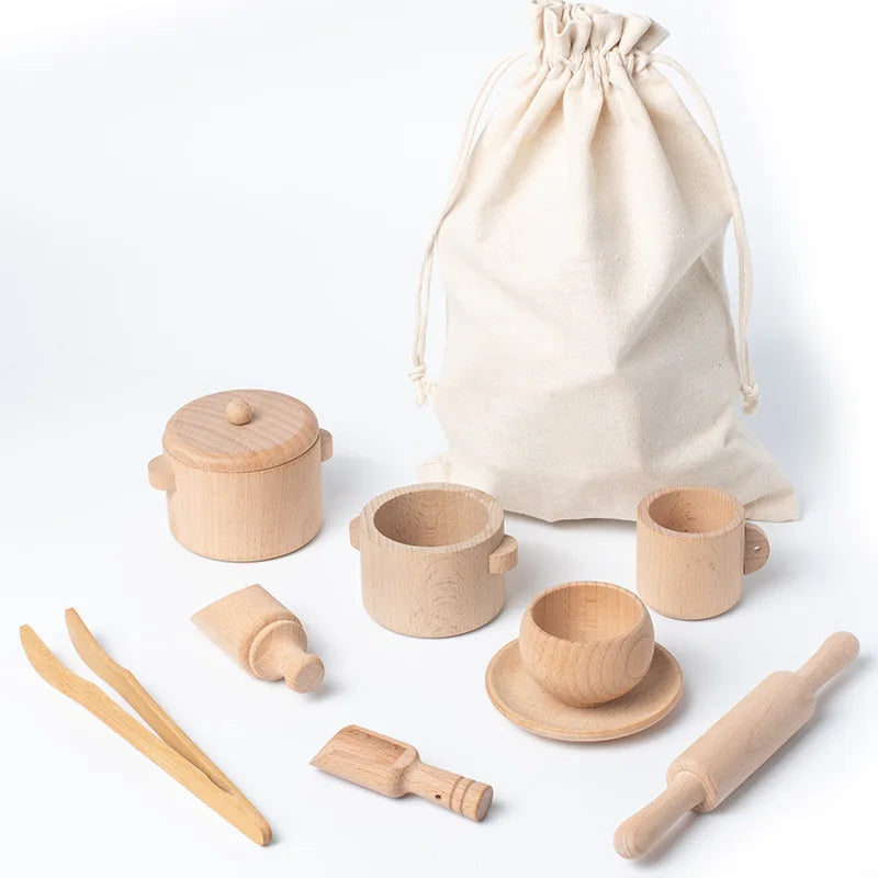 Set da Tè e Cucina simulata in Legno Primi Passi™ - Giochi Sensoriali Montessoriani
