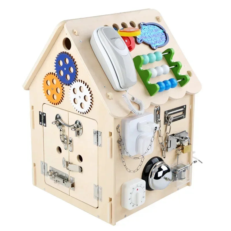 Maxi Casetta Primi Passi™ Montessori in Legno- Gioco Sensoriale Busy Board