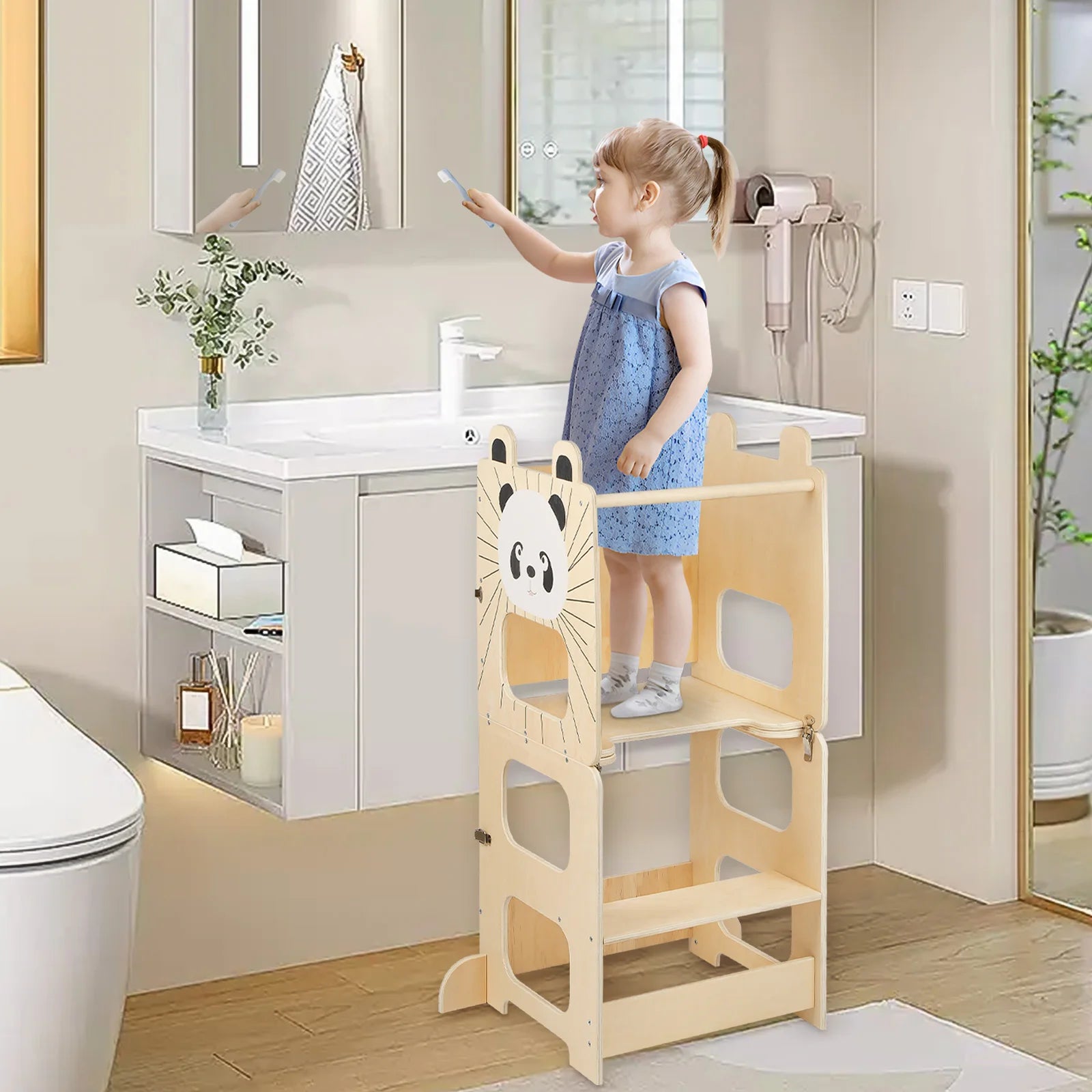 Torre Primi Passi™ Montessori - 3 in 1 Torre, Lavagna, Tavolino con Sedia