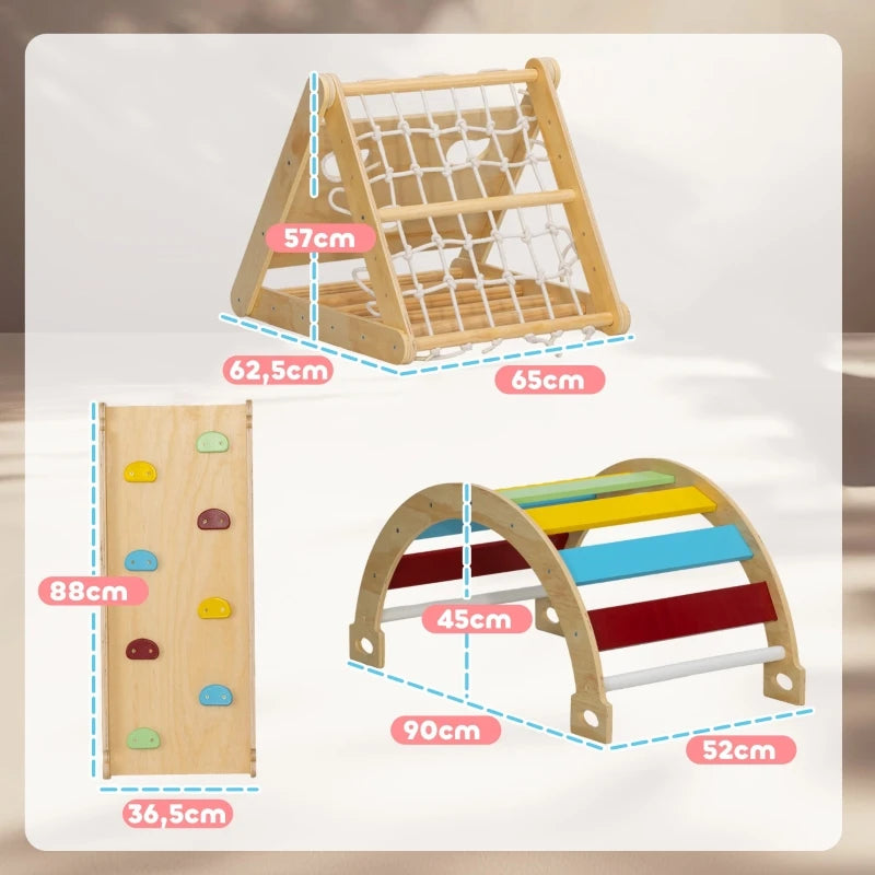 Set Pikler Montessoriano Primi Passi™ in Legno - Arco, Rampa e Triangolo