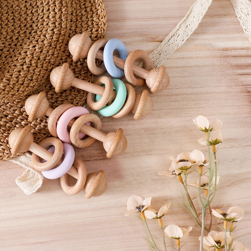Sonaglio in Legno Primi Passi™ con Anello Silicone