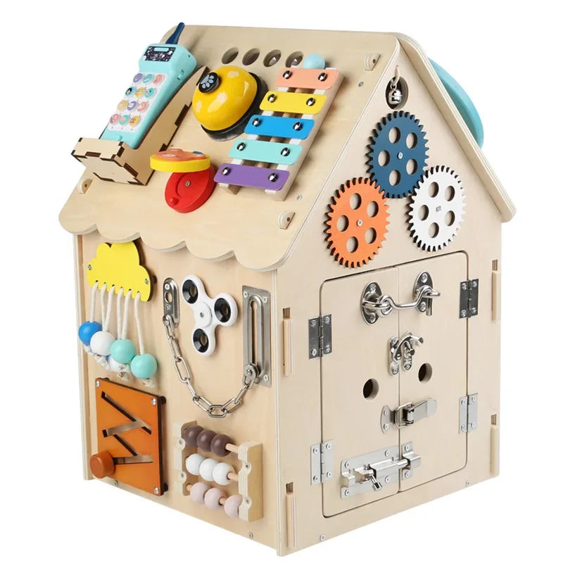 Maxi Casetta Primi Passi™ Montessori in Legno- Gioco Sensoriale Busy Board