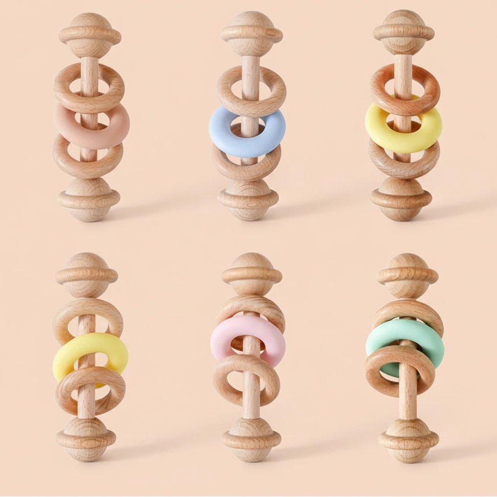 Sonaglio in Legno Primi Passi™ con Anello Silicone
