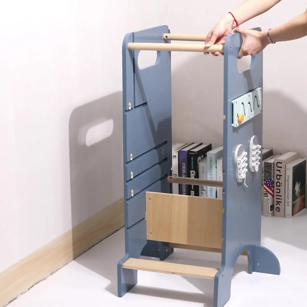 Torre Sgabello Primi Passi™ Montessori - Sgabello, Lavagna e Busy Board