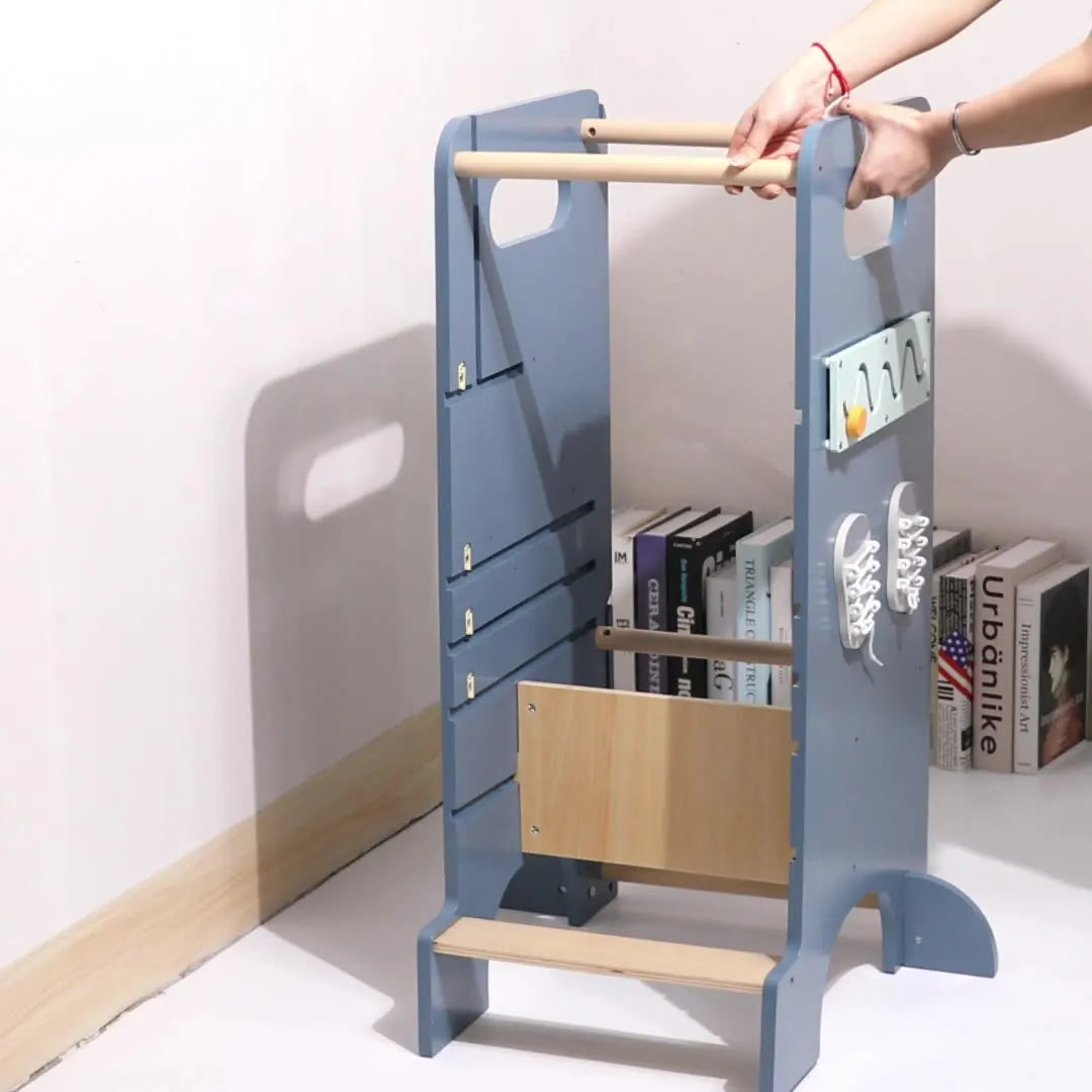 Torre Sgabello Primi Passi™ Montessori - Sgabello, Lavagna e Busy Board