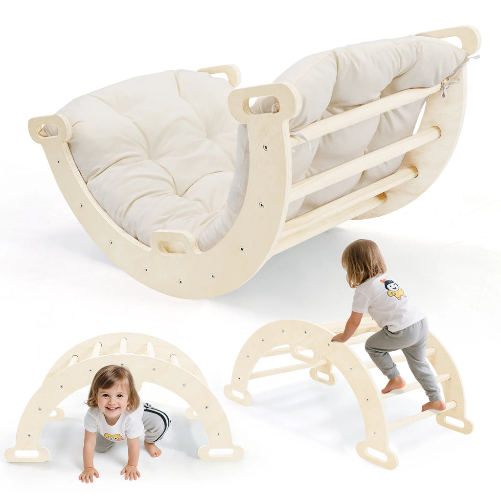 Arco Dondolo Primi Passi™ Montessori in Legno con Cuscino