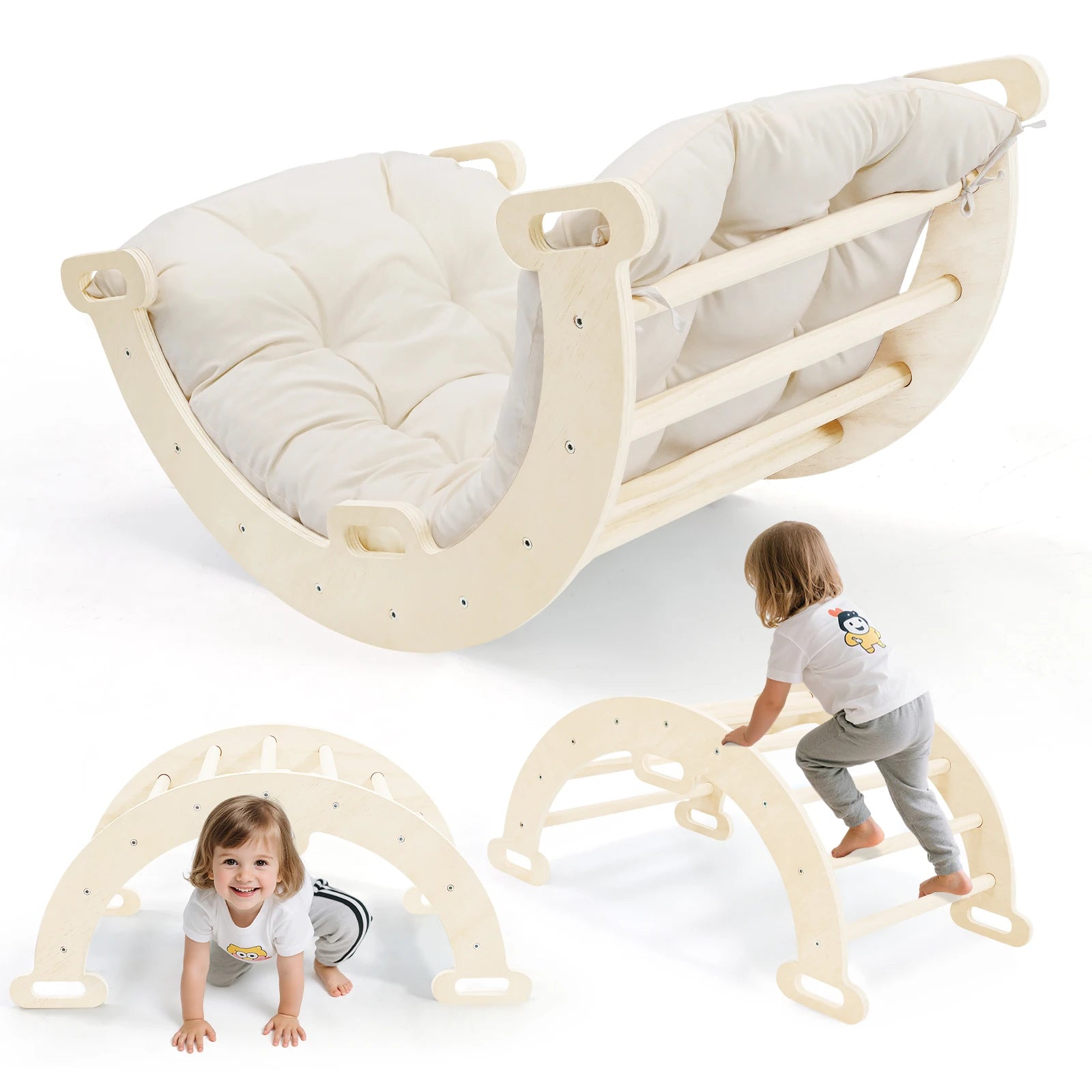 Arco Dondolo Primi Passi™ Montessori in Legno con Cuscino