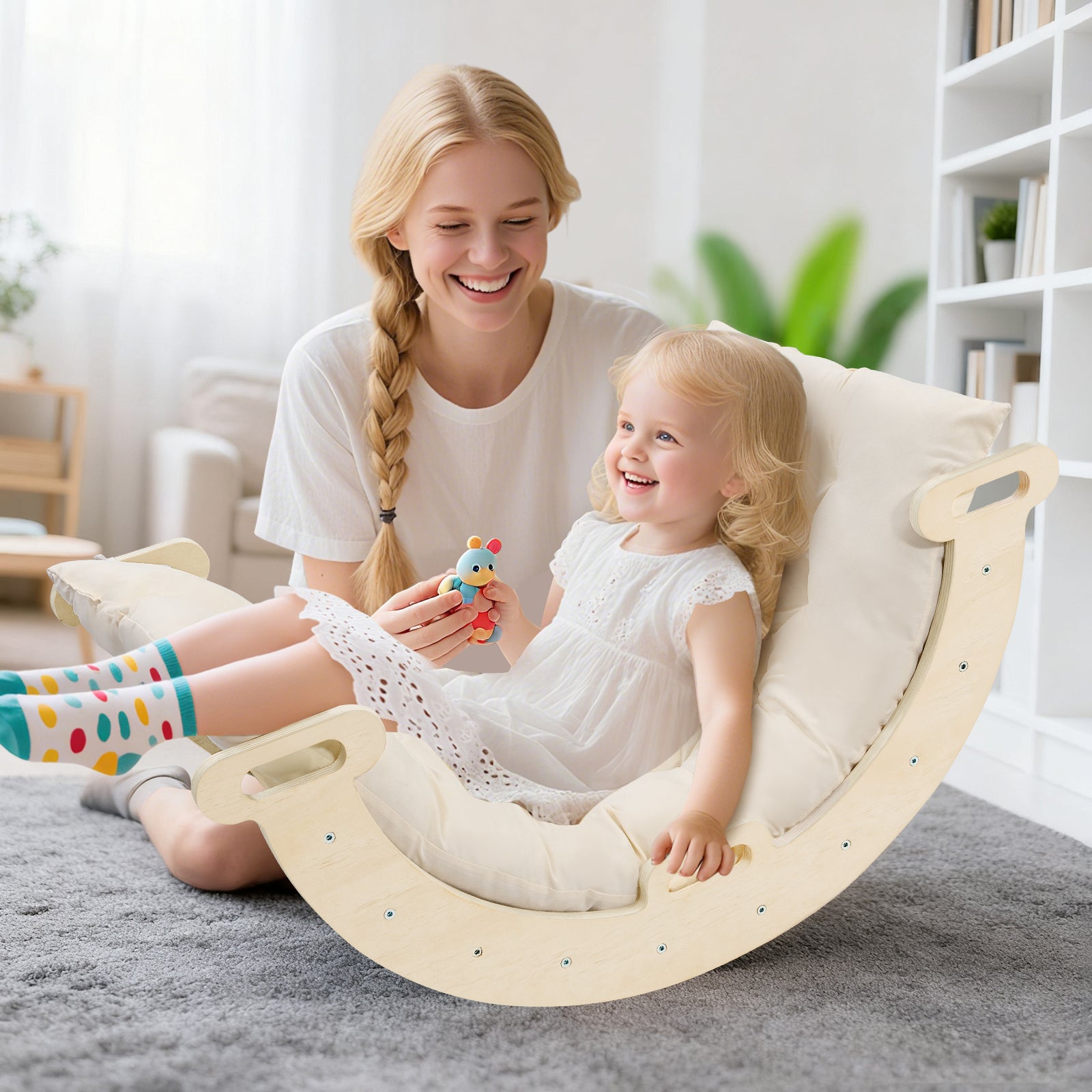 Arco Dondolo Primi Passi™ Montessori in Legno con Cuscino